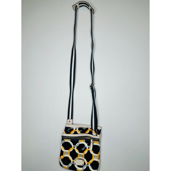 MICHAEL KORS Yellow Navy Geometric Design Patent Leather Crossbody Handbag - Picture 1 of 10